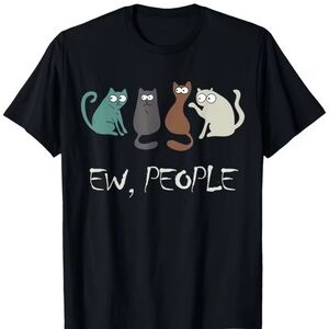 Source Unknown Black 'Ew, People' Cat Graphic Tee